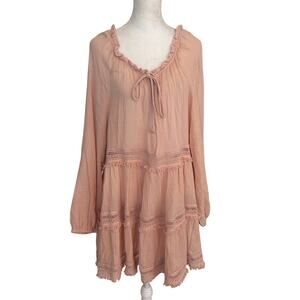 Eberjey Anthropologie Peach Boho Fringed Beach Cover Up Womens Size Large